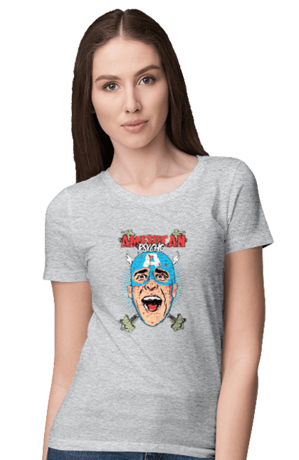 Women's t-shirt with prints American Psycho. American psycho, book, captain america, movie. 2070702