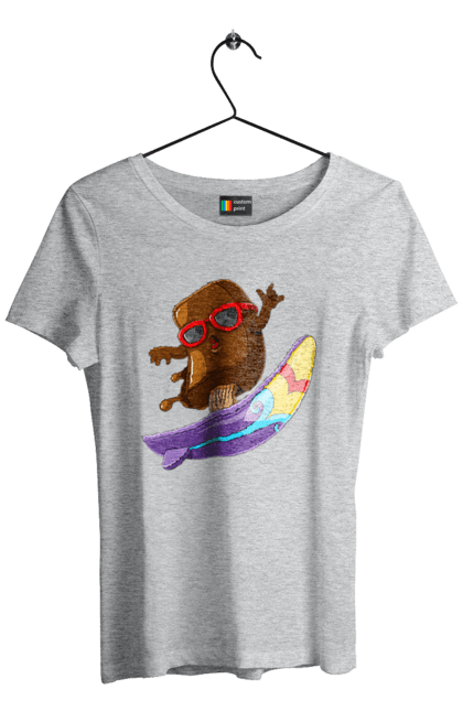 Women`s t-shirt with prints Morozhenko On The Surf. Glasses, ice cream, summer, surfing. 2070702