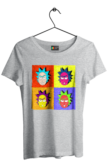 Women's t-shirt with prints Rick and Morty. Adventures, black humor, cartoon, pop art, rick, rick and morty, sci-fi, tragicomedy. 2070702