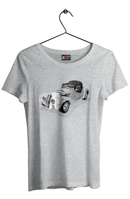 Women`s t-shirt with prints Car. Auto, car, classic, old, old machine. 2070702