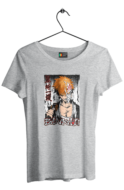 Футболка женская с принтом Блич Ичиго Куросаки. Anime, bleach, ichigo kurosaki, manga, аниме, блич, ичиго, ичиго куросаки, манга. 2070702