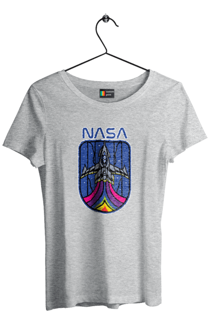 Women's t-shirt with prints NASA. Aeronautics, astronautics, aviation, nasa, research, rocket, science, space, technologies, usa. 2070702