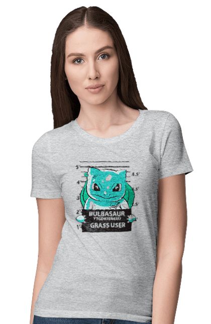 Women's t-shirt with prints Pokemon Bulbasaur. Anime, bulbasaur, games, nintendo, pokemon, pokemon go. 2070702