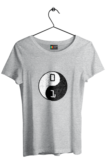 Футболка жіноча з принтом "Інь Янь". Angular, c, css, html, it, javascript, jquery, php, python, react, svelt, vue, айтишник, айті, гумор, код, кодувати, прогер, програміст, програмісти, ти ж, ти ж програміст, тиж програміст. 2070702