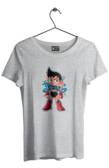 Футболка жіноча з принтом "AstroBoy". Astro boy, андроїд, аніме, манга, могутній атом, пригоди, робот, серіал, фантастика. 2070702