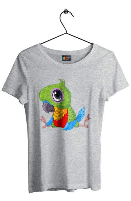 Women`s t-shirt with prints Lovebird. Nicely, parrot. 2070702