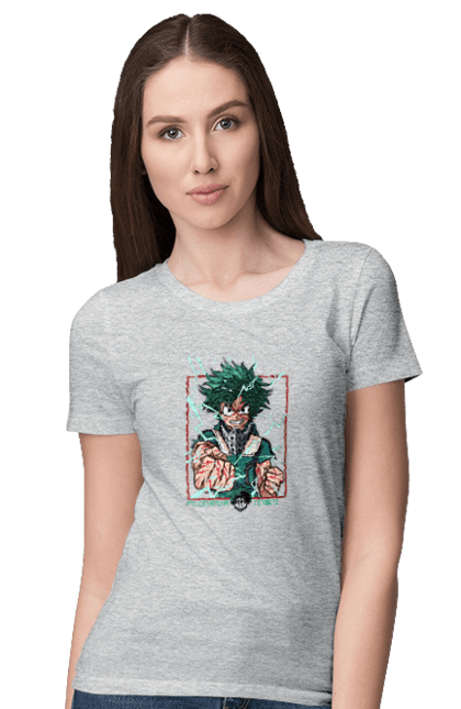 Футболка жіноча з принтом "Моя академія героїв Мідорія". Izuku, midoriya, my hero academia, аніме, ізуку мідорія, манга, мідорія, моя геройська академія. 2070702