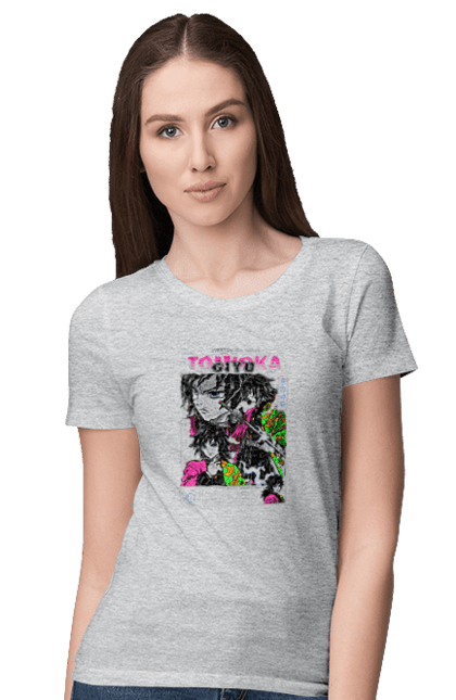 Women's t-shirt with prints Demon Slayer Giyu. Anime, demon slayer, giyu, giyu tomioka, kimetsu no yaiba, manga, serial. 2070702