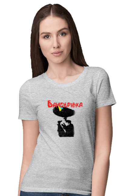 Women`s t-shirt with prints Banderivka. Air force, all, bandera, banderivka, glory to ukraine, no war, orcs, plane, ukraine, ukrainian, war. 2070702