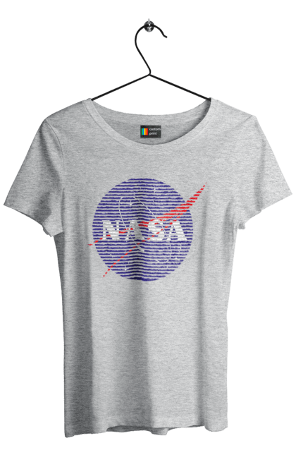 Women's t-shirt with prints NASA. Aeronautics, astronautics, aviation, nasa, research, rocket, science, space, technologies, usa. 2070702