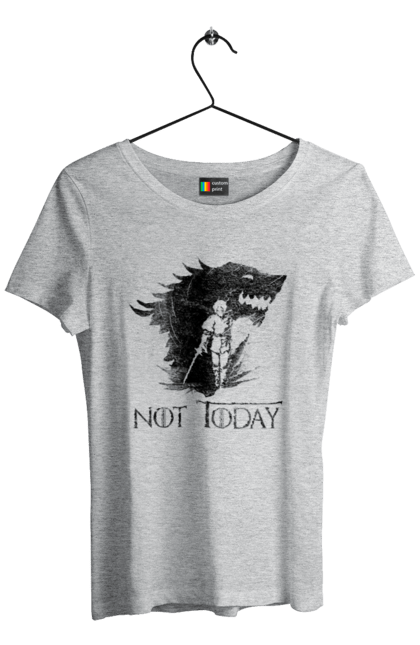 Women's t-shirt with prints Game of Thrones Arya. Arya, game, got, not today, stark, starks, thrones, tv show, wolf, wolves. 2070702