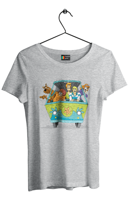 Women`s t-shirt with prints Scooby Doo Machine. Car, cartoon, dog, scooby doo. 2070702