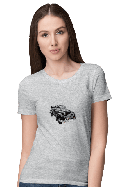 Футболка жіноча з принтом "Авто.5". Авто, професійне фото, ретро авто, фото, чорний колір. 2070702