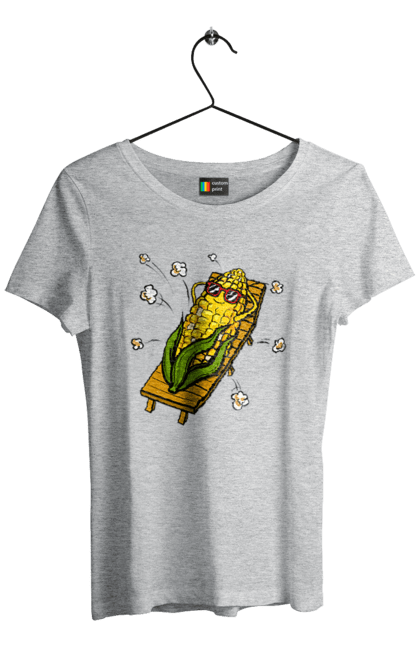 Women`s t-shirt with prints Corn Suns On A Lounger. Corn, lounger, popcorn. 2070702