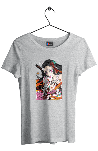 Футболка жіноча з принтом "Винищувач Демонів Незуко". Demon slayer, kimetsu no yaiba, nezuko, аніме, винищувач демонів, манга, незуко, серіал. 2070702