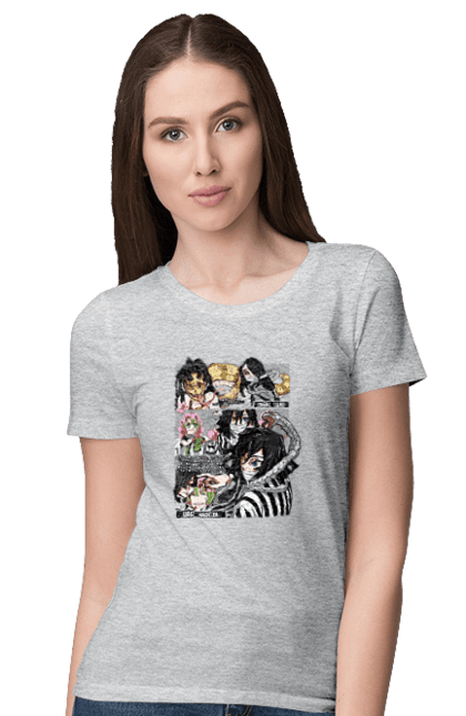 Women`s t-shirt with prints Demon Slayer Obanai. Anime, demon slayer, iguro, kimetsu no yaiba, manga, obanai, obanai iguro, serial. 2070702