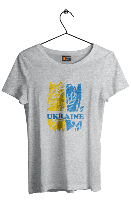 Футболка жіноча з принтом "Україна колоски пшениці". Колоски пшениці, символ україни, україна, україна колоски пшениці, українська символіка. 2070702