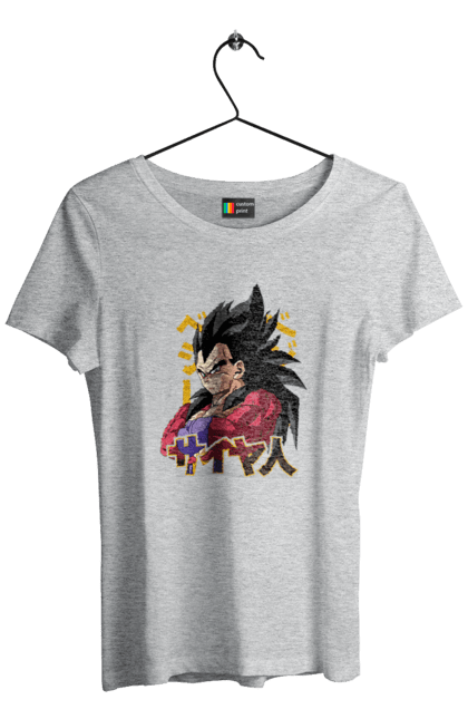 Women's t-shirt with prints Dragon Ball Vegeta. Anime, dragon ball, goku, manga, tv series, vegeta. 2070702