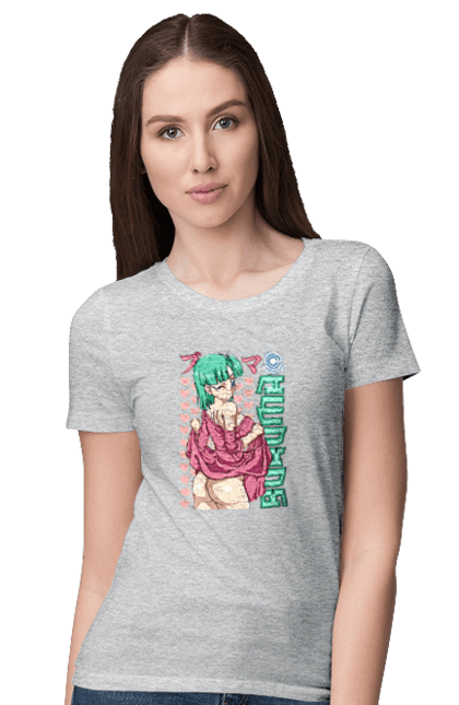 Футболка жіноча з принтом "Перли дракона Булма". Anime, bulma, dragon ball, goku, manga, аніме, булма, гоку, манга, перли дракона. 2070702