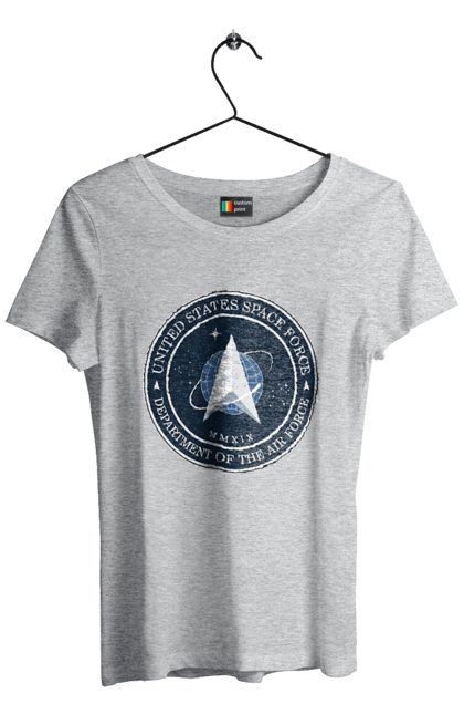 Women's t-shirt with prints United States Space Force. Emblem, political, politics, space, space force, space travel, united states, ussf. 2070702