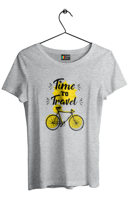 Women`s t-shirt with prints Travel Time, Bicycle. Bicycle, time, travel. 2070702
