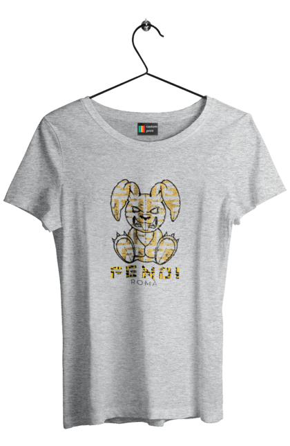 Women's t-shirt with prints Fendi. Bag, brand, clothes, fashion, fashion house, fendi, hare, italy, luxury, lvmh. 2070702