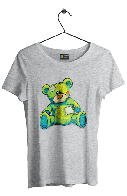 Футболка жіноча з принтом "Плюшевий ведмедик". Cute, patches, teddy, teddy bear, vintage, ведмедик, іграшка, плюшевий ведмедик, подарунок. 2070702