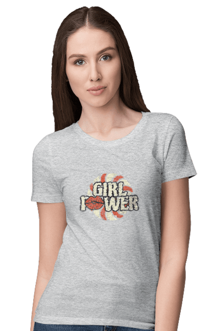 Футболка женская с принтом Girl Power. Girl power, девушки, девушки могут, женская сила, женщины, лозунг, независимость, сила, феминизм. 2070702