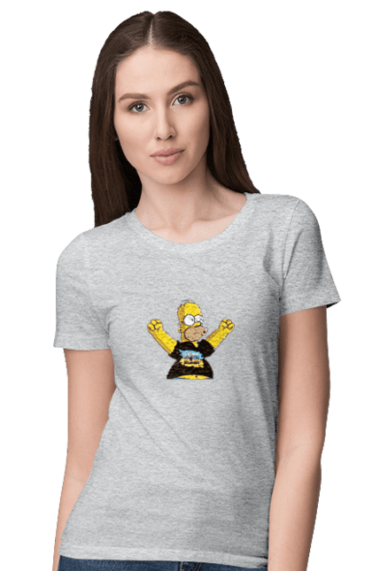 Women`s t-shirt with prints Simpson and the Russian ship. Homer, homer simpson, patriot, russian ship, ship brand, simpson, ukraine, victory, war. 2070702