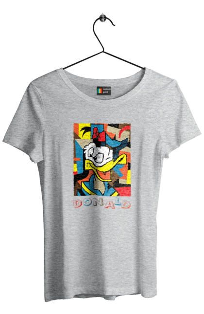 Футболка женская с принтом Дональд Дак. Donald duck, абстракция, дональд дак, мультсериал, мультфильм, рисунок. 2070702