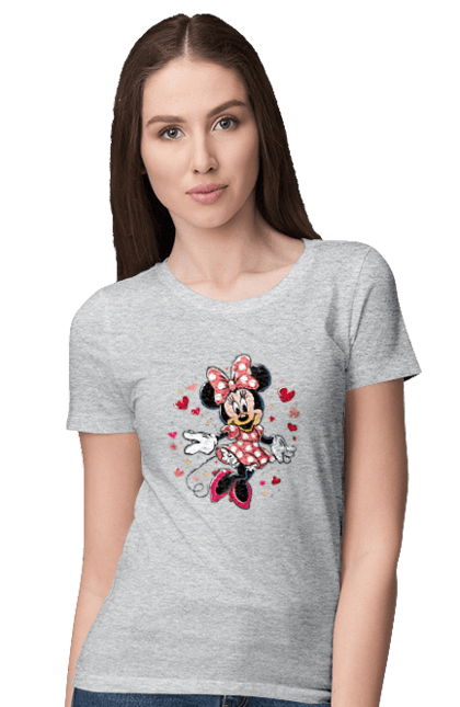 Футболка жіноча з принтом "Мінні Маус". Mickey mouse, minnie mouse, дісней, для дівчат, міккі, міккі маус, мінні маус, мультфільм. 2070702