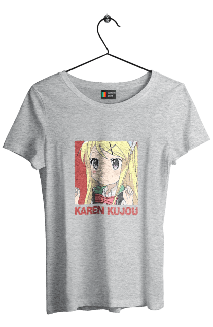 Women's t-shirt with prints Kiniro Mosaic Karen Kujo. Anime, gold mosaic, karen, karen kujo, kiniro mosaic, kinmoza, manga. 2070702