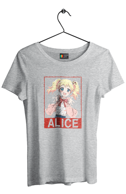 Футболка жіноча з принтом "Золота мозаїка Аліса Картелет". Alice cartelet, anime, kiniro mosaic, kinmoza, manga, аліса, аліса картелет, аніме, золота мозаїка, манга. 2070702