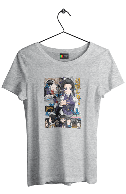 Women`s t-shirt with prints Demon Slayer Shinobu. Anime, demon slayer, kimetsu no yaiba, manga, serial, shinobu. 2070702