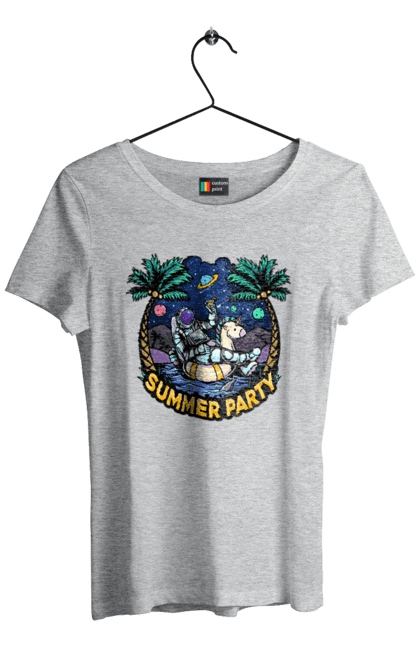 Women`s t-shirt with prints Summer Party With Astronaut. Cosmonaut, space, summer. 2070702