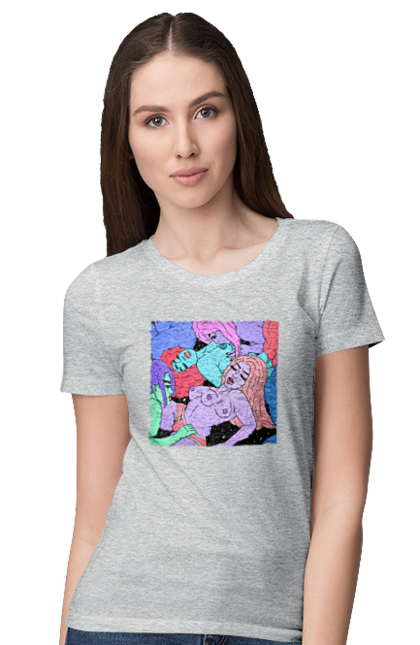 Women`s t-shirt with prints Alien Girls. Aliens, girls, multicolored, space. 2070702