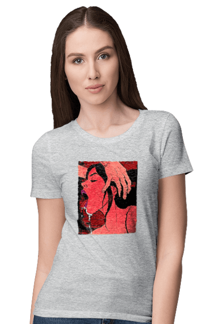 Women`s t-shirt with prints Girl Sucks With Saliva. Sex, suck. 2070702