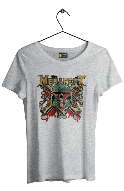 Футболка жіноча з принтом "Megafett". Boba fett, megadeth, megafett, боба фетт, зоряні війни, клон, мисливець за головами. 2070702