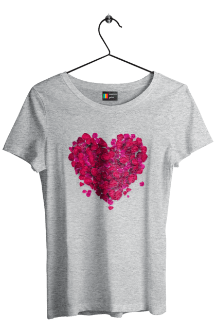 Women`s t-shirt with prints Heart From Rose Petals. Petals, rose flower. 2070702
