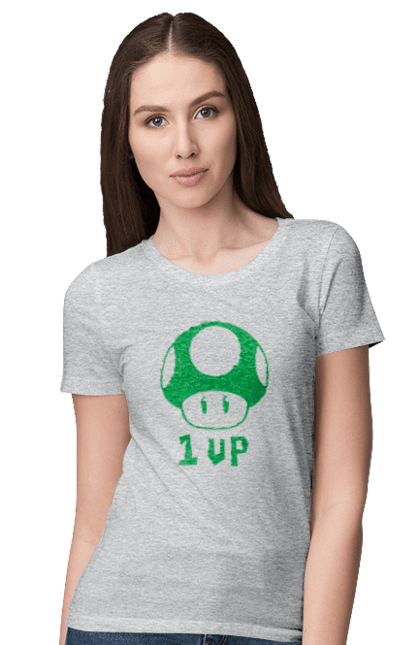 Women's t-shirt with prints 1UP Mario. Character, game, mario, mario bros, nintendo. 2070702