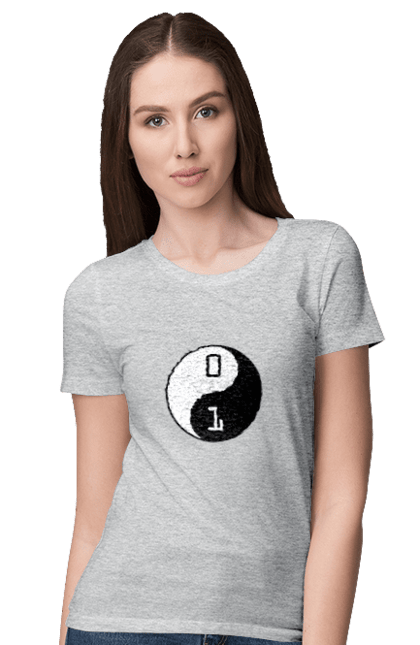 Футболка жіноча з принтом "Інь Янь". Angular, c, css, html, it, javascript, jquery, php, python, react, svelt, vue, айтишник, айті, гумор, код, кодувати, прогер, програміст, програмісти, ти ж, ти ж програміст, тиж програміст. 2070702