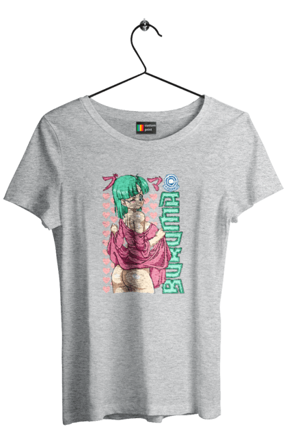 Футболка жіноча з принтом "Перли дракона Булма". Anime, bulma, dragon ball, goku, manga, аніме, булма, гоку, манга, перли дракона. 2070702