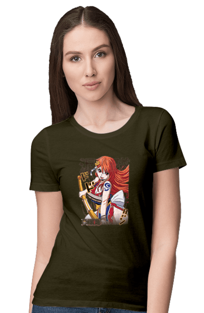 Women's t-shirt with prints One Piece Nami. Anime, cat burglar, manga, nami, one piece, straw hat pirates. 2070702