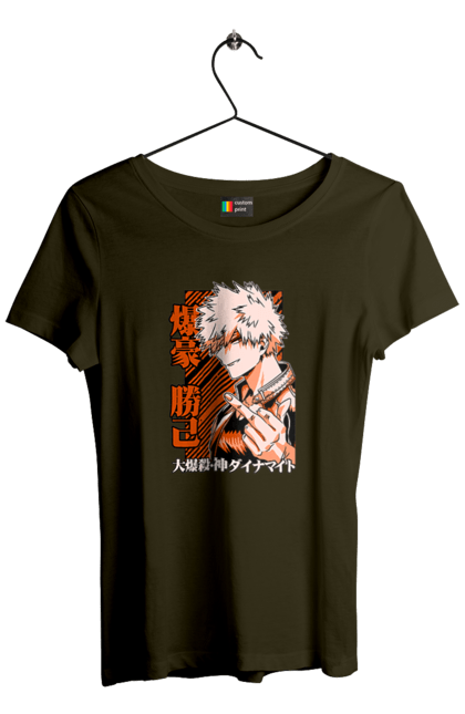 Футболка жіноча з принтом "Моя академія героїв Бакуго". Bakugo, katsuki, katsuki bakugo, my hero academia, академія юей, аніме, бакуго, кацукі бакуго, манга, моя геройська академія. 2070702