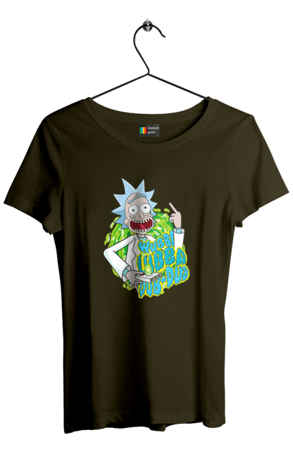 Футболка женская с принтом Рик и Морти. Rick and morty, мультфильм, научная фантастика, приключения, рик, рик и морти, сериал. 2070702