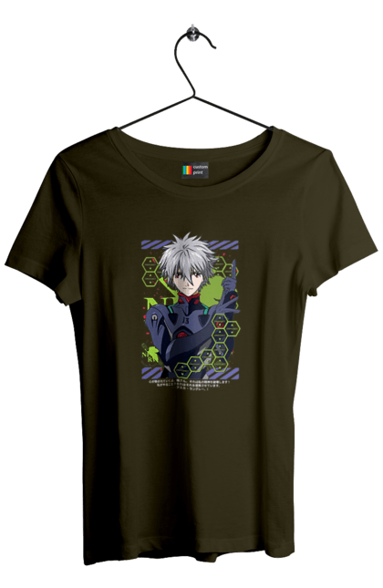 Футболка жіноча з принтом "Євангеліон Каору". Kaworu, kaworu nagisa, neon genesis evangelion, nerv, аніме, єва, євангеліон, каору, каору наґіса, манга. 2070702