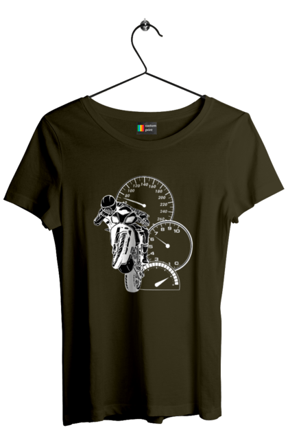 Women`s t-shirt with prints Motorcycle And Speed White. Moto, motorcycle, speed. 2070702