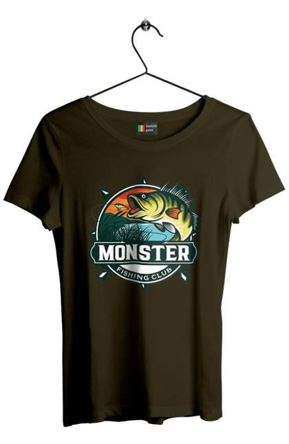 Футболка жіноча з принтом "Рибальський клуб". Відпочинок, рибак, рибальський клуб, хоббі. 2070702