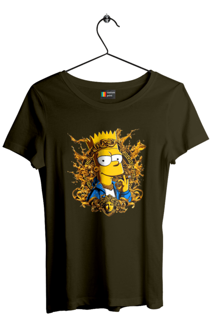 Women's t-shirt with prints Bart Simpson Versace. Bart, cartoon, serial, simpson, versace. 2070702