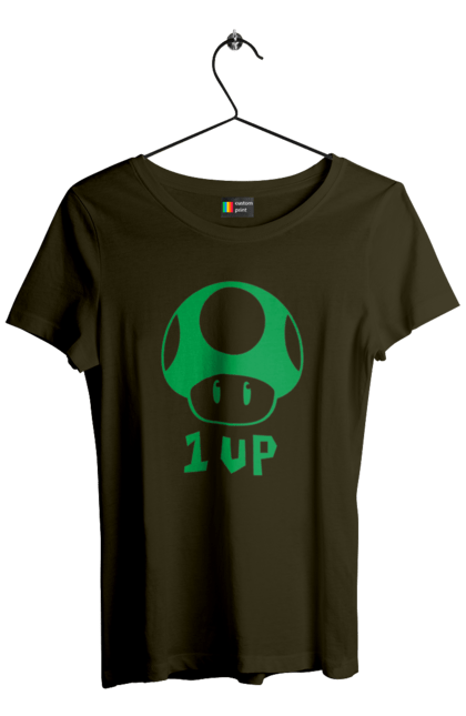 Women's t-shirt with prints 1UP Mario. Character, game, mario, mario bros, nintendo. 2070702